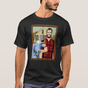 T-shirt Parodie d'American Gothic MN Paul Bunyan et Babe B
