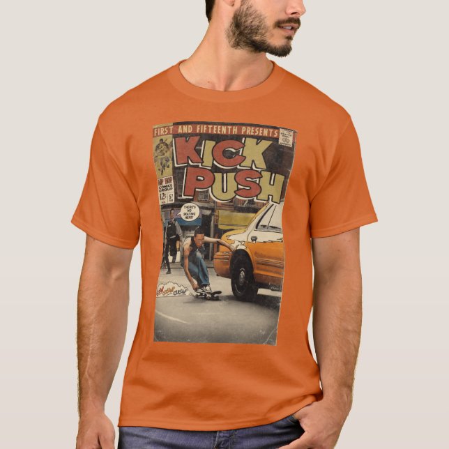 T-shirt Parodie de bande dessinée Lupe Fiasco Kick Push (Devant)