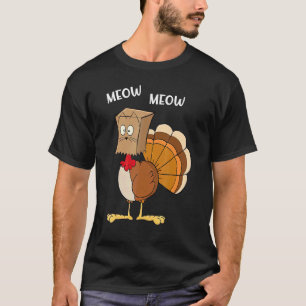T-shirt Parodie de chat Miaou Masque de dinde de fête à la