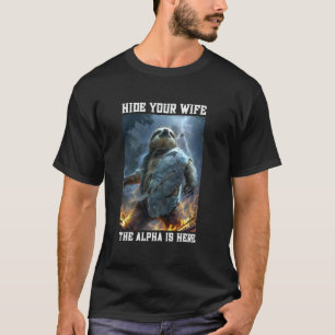 T-shirt Parodie de loup alpha Cringe Cachez votre femme Dr