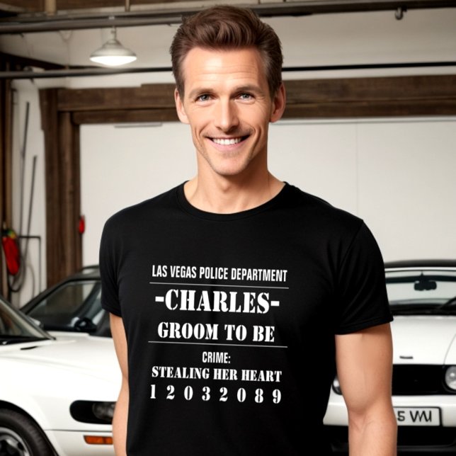 T-shirt Parodie de marié par la police (Custom police mug shot funny parody groom to be.)