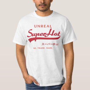 T-shirt Parodie Super Hot irréelle, rouge et orange