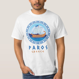 T-shirt Paros, Grèce Greek Ship Design Hommes