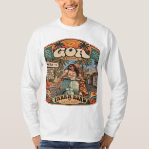 T-shirt Parra Road — Fille à vélo, route côtière emblémati