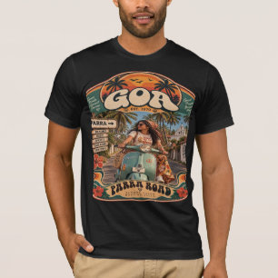 T-shirt Parra Road — Fille à vélo, route côtière emblémati