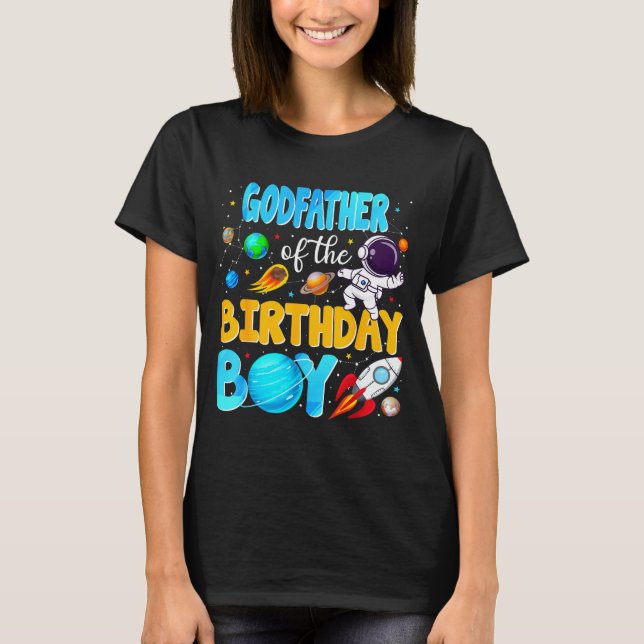 T-shirt Parrain de l'astronaute spatial garçon de la fête  (Devant)