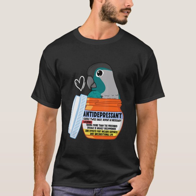 T-shirt Parrot Antidépresseur Ier Joue Vert Turquoise (Devant)