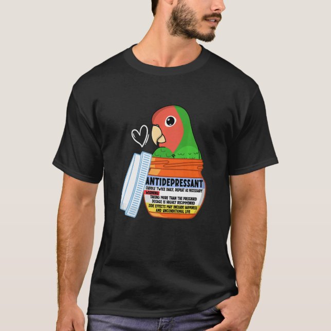 T-shirt Parrot Antidépresseur Ier vert à visage rose (Devant)