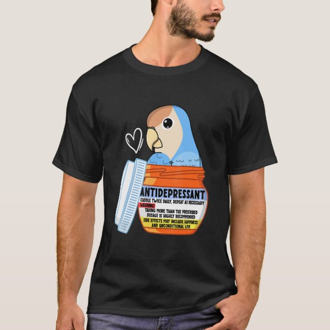 T-shirt Parrot antidépresseur mignon I Peach face bleu amo (Devant)