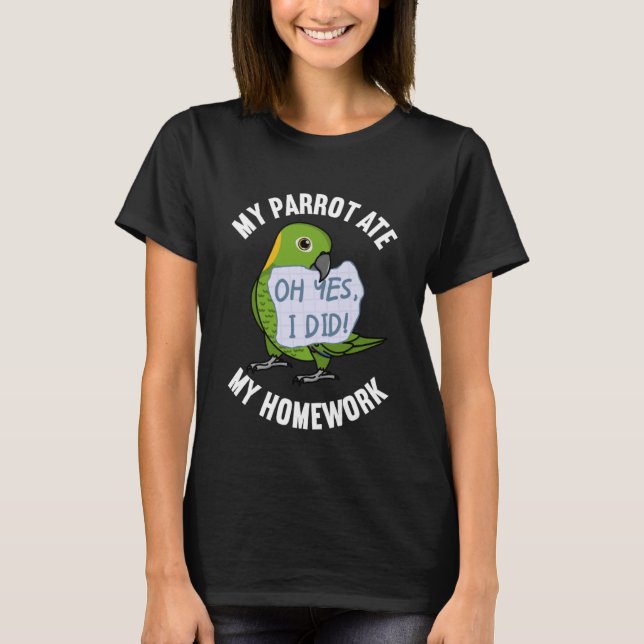 T-shirt Parrot Ate Mes devoirs I Jaune nappera Amazon (Devant)