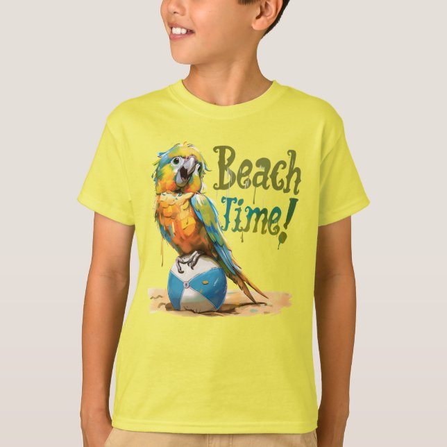 T-shirt Parrot Beach Ball Beach Temps (Devant)