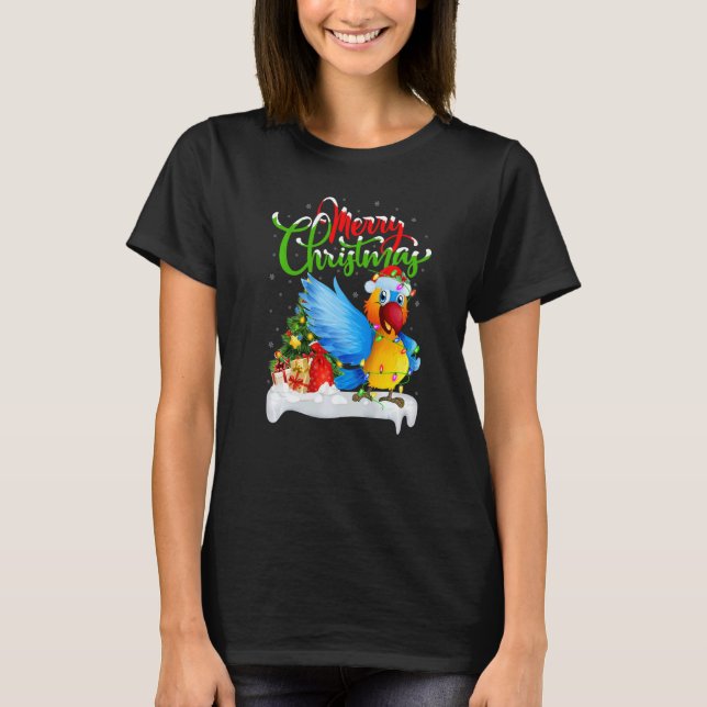 T-shirt Parrot Bird  Xmas Decorations Santa Parrot Christm (Devant)