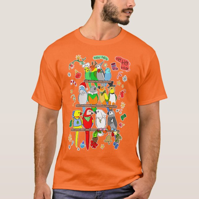 T-shirt Parrot Christmas Holly Jolly (Devant)