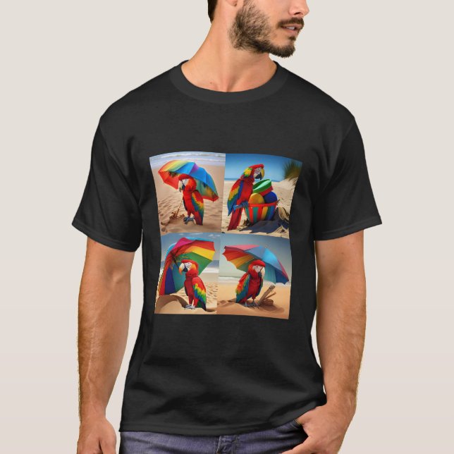 T-shirt Parrot coloré de plage (Devant)