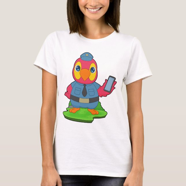 T-shirt Parrot Cop Smartphone Police (Devant)