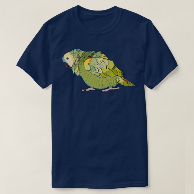 T-shirt Parrot d'Amazonie bleu feuilleté (Design devant)