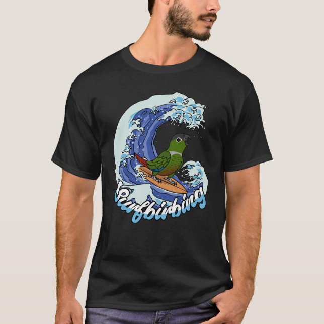 T-shirt Parrot de surf I Vert Joue Conure (Devant)