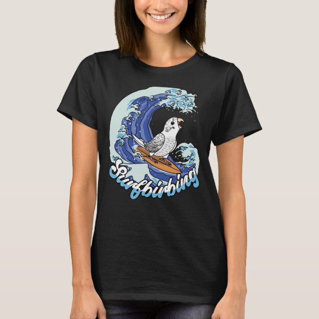 T-shirt Parrot de surf I White Budgie Budgerigar (Devant)