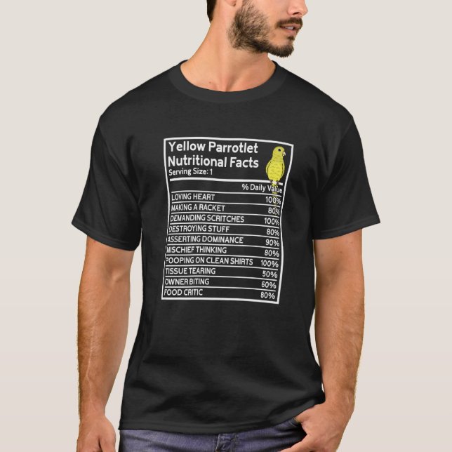 T-shirt Parrot Faits nutritionnels I Parrotlet Jaune (Devant)