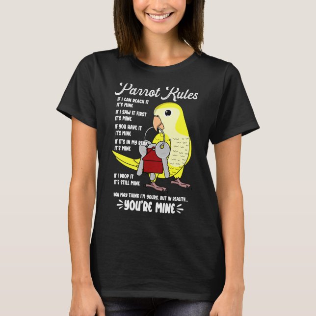 T-shirt Parrot House Rules C'est à moi Jaune Moine Parakee (Devant)