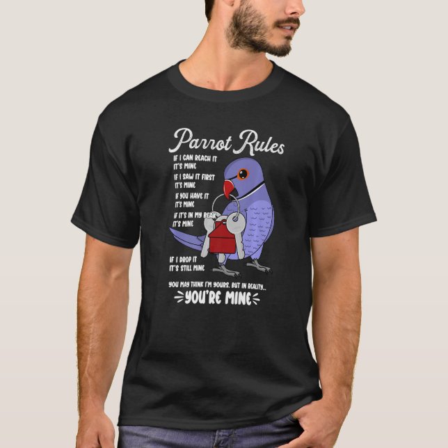 T-shirt Parrot House Rules C'est à moi que je viole la cei (Devant)