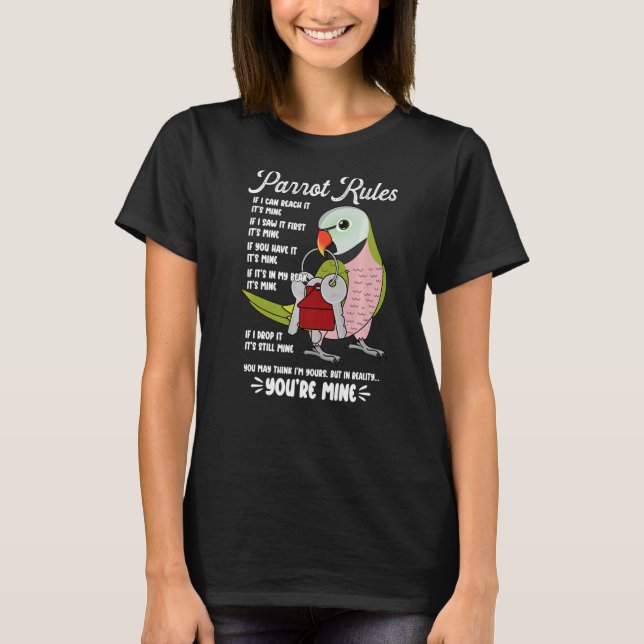 T-shirt Parrot House Rules C'est le mien I Mustache Parake (Devant)