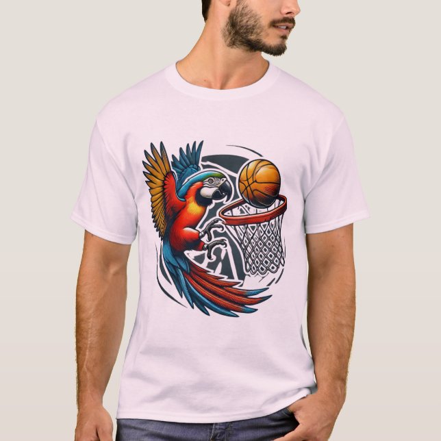T-shirt Parrot Jouer Basket Hobby Sports Oiseaux (Devant)