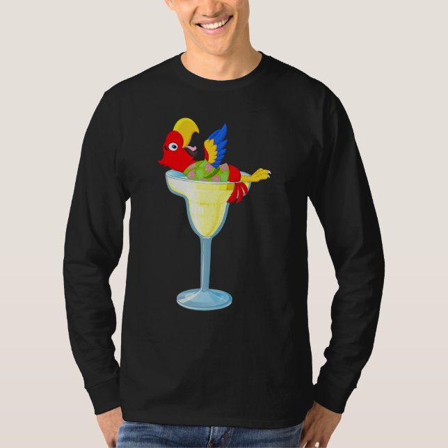T-shirt Parrot Margarita Boire Verre Tropical Vacances (Devant)