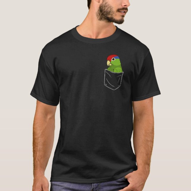 T-shirt Parrot mignon Dans une pochette j'ai rouge tête me (Devant)