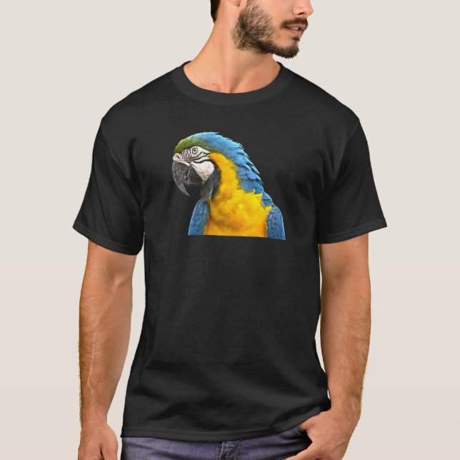 T-shirt Parrot Oiseau De Perroquet Bleu Et Jaune Macaw (Devant)