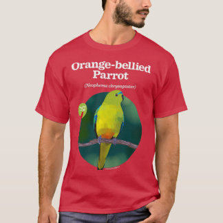 T-shirt Parrot orangé Grand texte blanc pour noir arrière