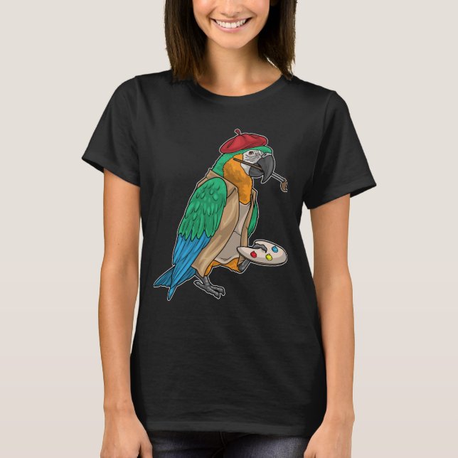 T-shirt Parrot Painter Paintbrush Painting (Devant)