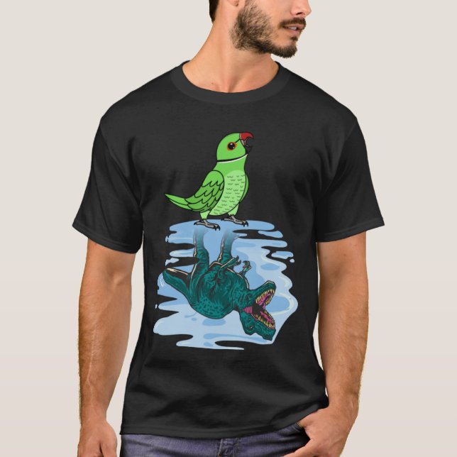T-shirt Parrot & Rex Réflexion I Green Indian Ringneck (Devant)