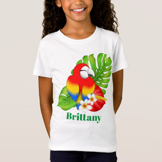 T-Shirt Parrot Tropical mignon ajouter le nom (Devant)