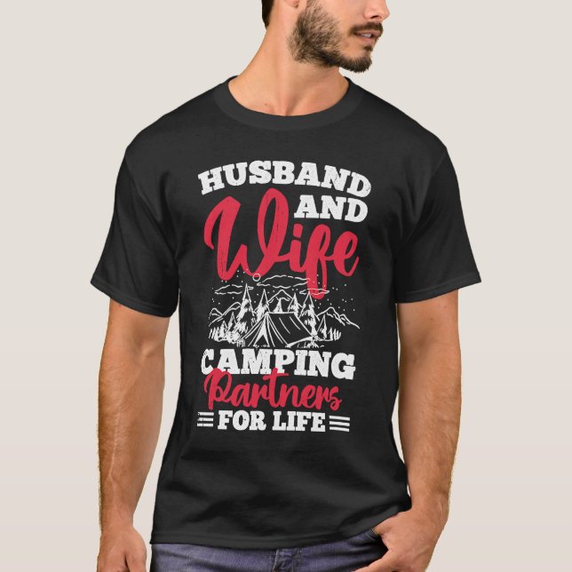 T-shirt Partenaires De Camping Mari Et Femme Pour La Vie 3 (Devant)