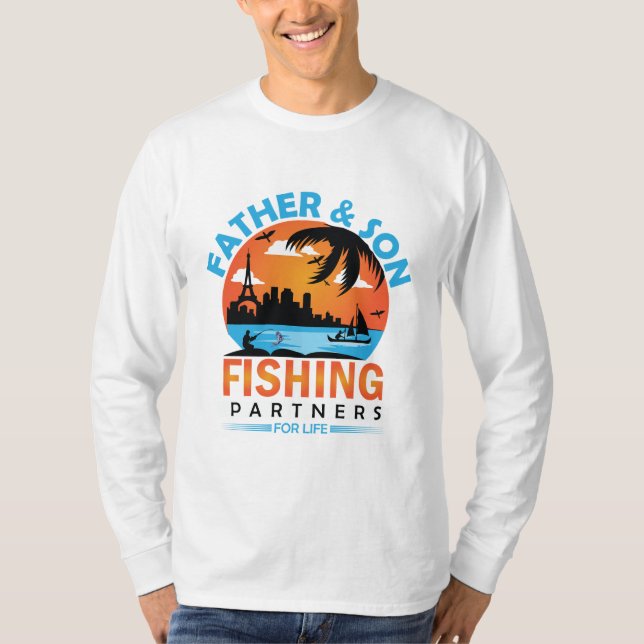 T-shirt Partenaires de pêche père et fils pour la vie (Devant)