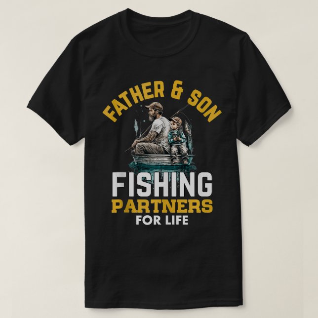 T-shirt Partenaires de pêche père et fils pour la vie Pêch (Design devant)
