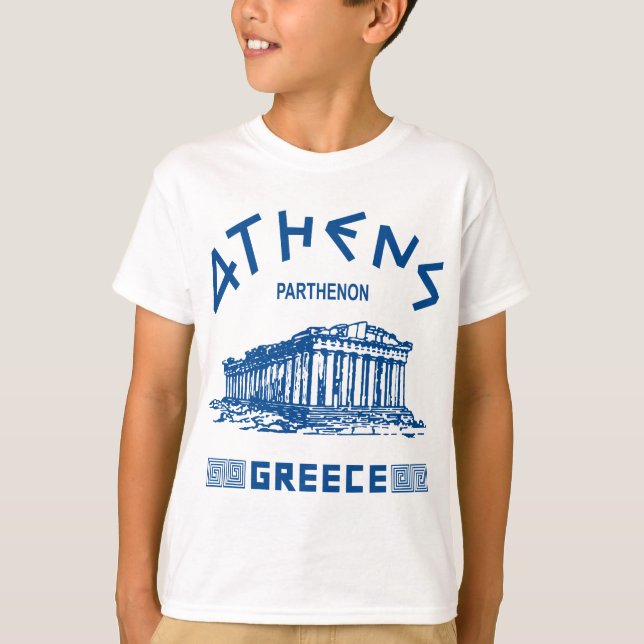 T-shirt Parthenon - Athènes - Grec (bleu) (Devant)