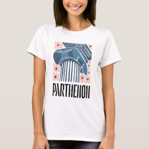 T-shirt Parthenon Athènes Grèce Voyage abstrait art floral
