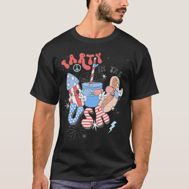 T-shirt Parti Dans Le Drapeau Américain Super 4 juillet Pa (Devant)