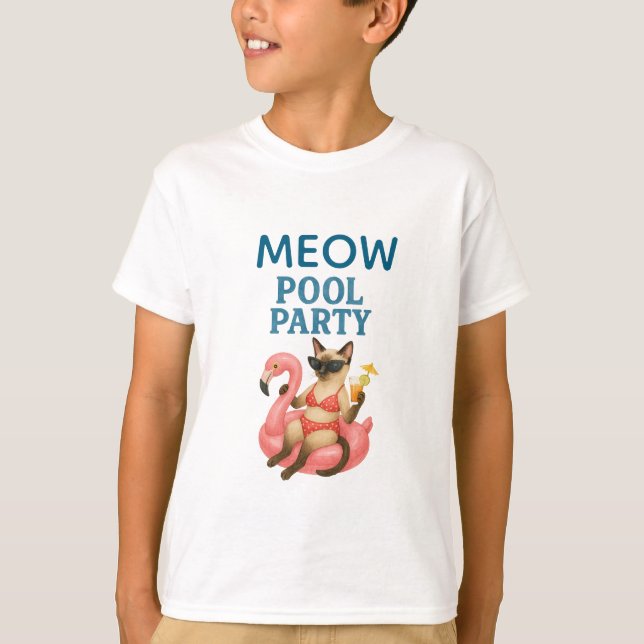 T-shirt Parti de la piscine de chat (Devant)