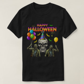 T-shirt Parti d'Halloween Zombie et Crâne