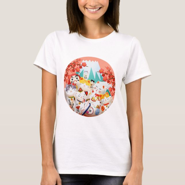T-shirt Parti Manekineko Hanami (Devant)