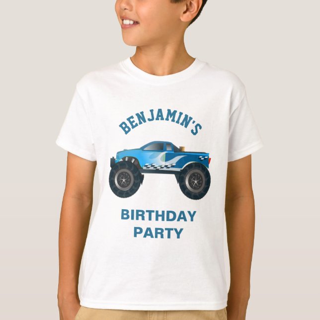 T-shirt Partie bleue d'anniversaire de enfant de camion de (Devant)