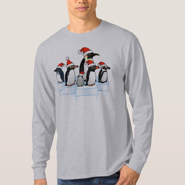 T-shirt Partie de pingouin de Noël (Devant)