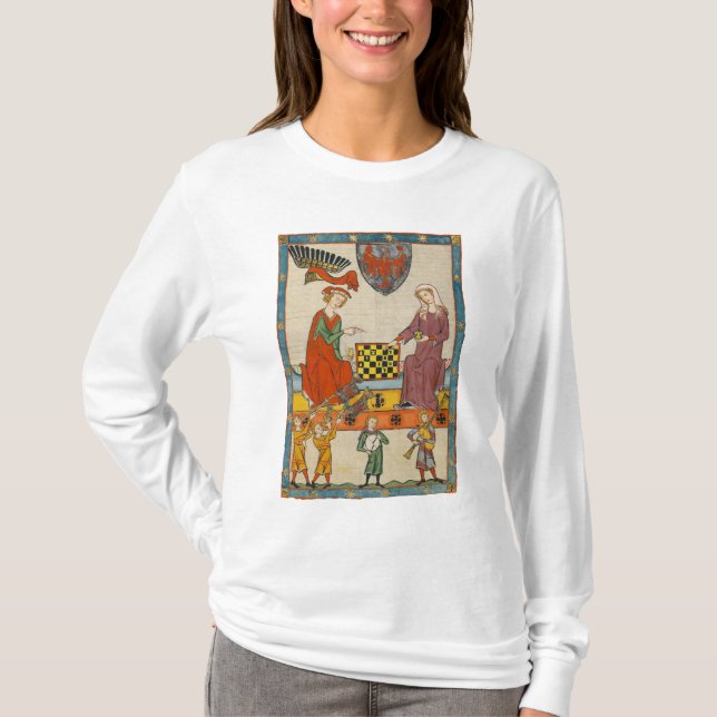 T-shirt Partie d'échecs Codex Manesse XIVe siècle (Devant)