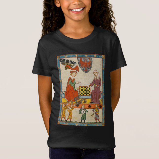 T-Shirt Partie d'échecs Codex Manesse XIVe siècle (Devant)