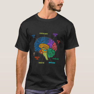 T-shirt Parties Du Cerveau Diagramme Coloré Neurologie Cad