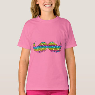 T-shirt Parties scintillant arc-en-ciel Moustache