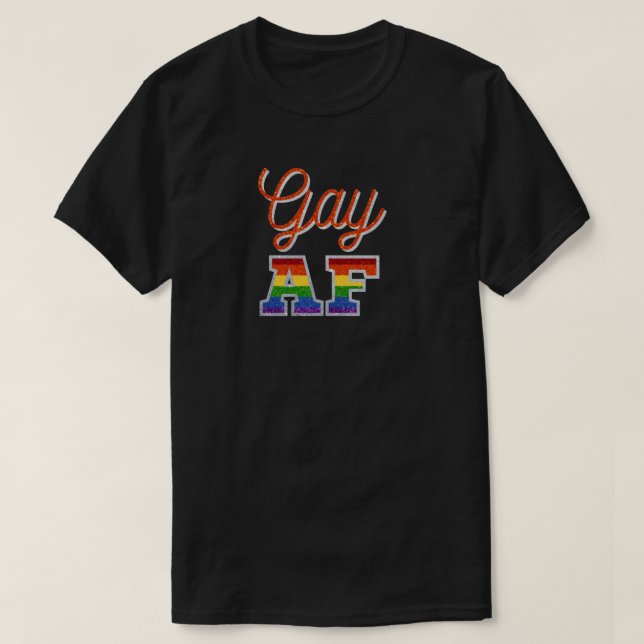 T-shirt Parties scintillant arc-en-ciel orange Gay AF (Design devant)